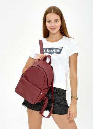 Шкільний бордовий місткий мега зручний рюкзак для дівчини5 фото