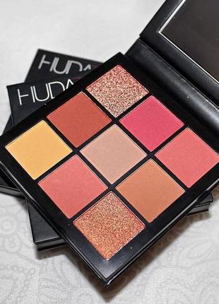 Палетка тіней huda beauty coral obsessions7 фото