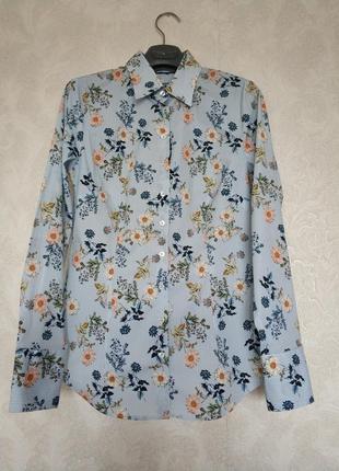 Актуальная рубашка, блузка полоска дорогой бренд цветочный принт бренда hawes& curtis fitted,р.12.