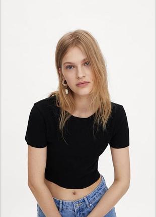 Топ укороченая футболка трикотажний топ zara