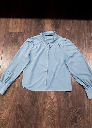Голубая блуза в винтажном стиле zara