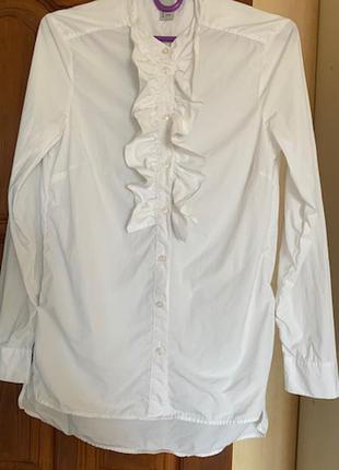 Белоснежная рубашка, блузка с жабо h&m, 36 р-р