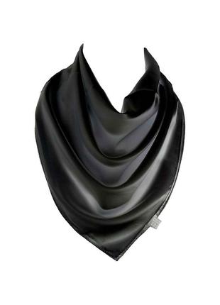 Бандана хустка пов'язка платок однотонна шовкова чорна 70х70 нова якісна3 фото