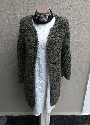 Кофта,кардіган-баранчика з кишенями по боці,шубка без застібки,хакі,оригінал. pull&bear