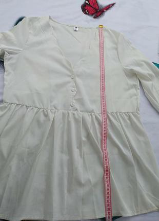 Белая нежно молочная блуза с длинными рукавами9 фото