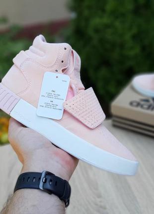 Жіночі високі замшеві рожеві кросівки adidas tubular invader🆕адідас тубулар🆕4 фото