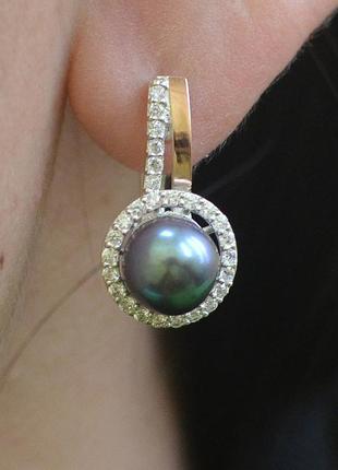 Нежный серебряный комплект с жемчугом(золотые вставки) silverstyle