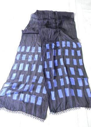 Шовковий шарфик з висульками синьо-фіолетовий