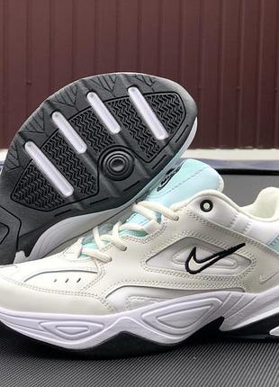Жіночі шкіряні кросівки nike m2k tekno бежеві з мятою#найк