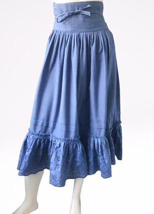 Красивая юбка миди на запах с прошвой по низу бренда blacky, германия