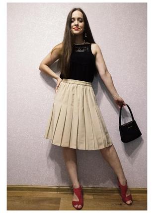 Юбка плиссе беж юбка плисерированная летняя легкая