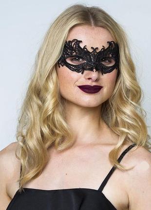 Мереживна чорна маска для фотосесії і на корпоратив свято карнавал свято "чари" 5493