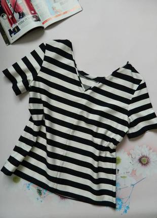 Шикарная блуза в полоску s.oliver с v-образным вырезом полосатая кофта короткий рукав7 фото