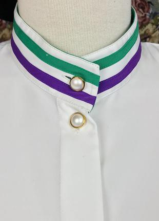 Винтажная белая блуза 80е рубашка винтаж с жемчужными пуговицами8 фото