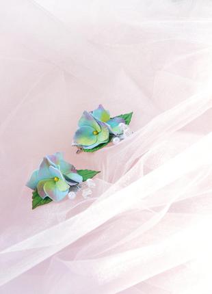 Гортензия заколки для девочек, цветочные аксессуары, праздничные бантики школьные, цветочные банты