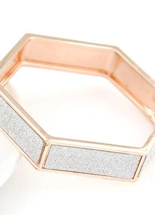 Крутой металлический браслет геометрической формы шестиугольник бронзовый с серебристым напылением