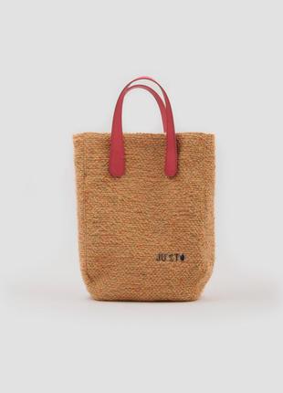 Сумка бежевая текстильная в стиле o bag сумка конструктор с контрастными ручками justo