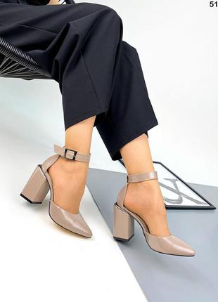 Туфли n-style
на устойчивом обтяжном каблуке,, визон, натуральный лак