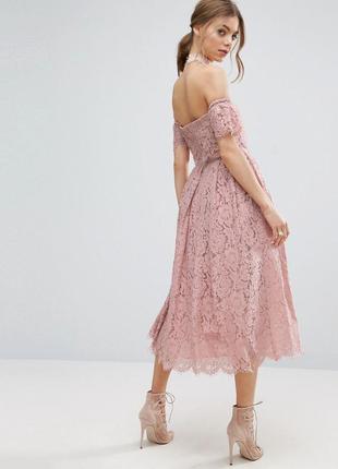 Кружевное пыльно розовое платье миди от asos2 фото