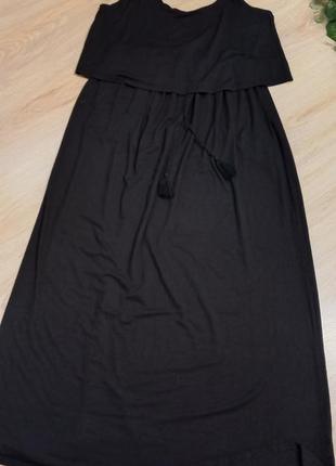 Шикарный чёрный свободный сарафан платье макси6 фото