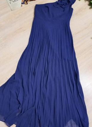 Шикарное вечернее синее платье сарафан5 фото