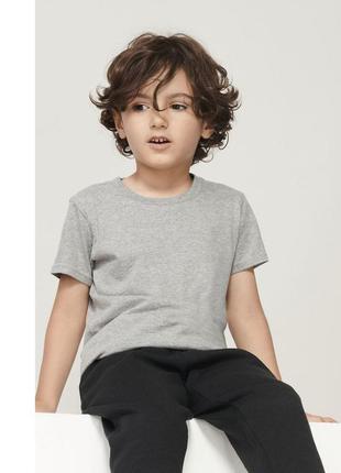 Серая   детская подростковая классическая хлопковая  футболка для мальчиков