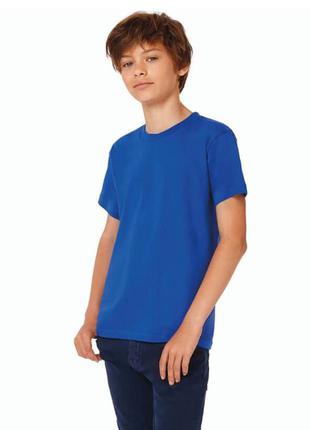 Синяя  детская подростковая классическая хлопковая  футболка для мальчиков