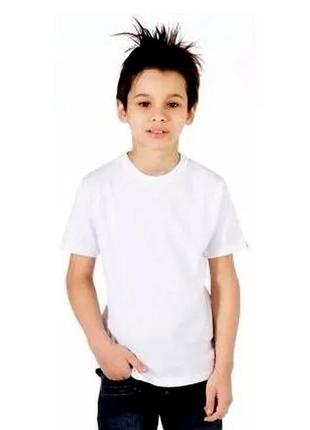 Белая  детская подростковая классическая хлопковая  футболка для мальчиков3 фото