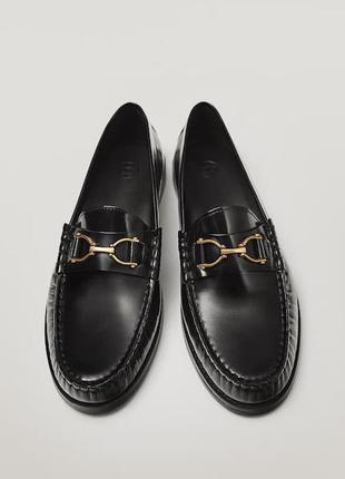 Лоферы кожаные черные massimo dutti eur 36(35,5)