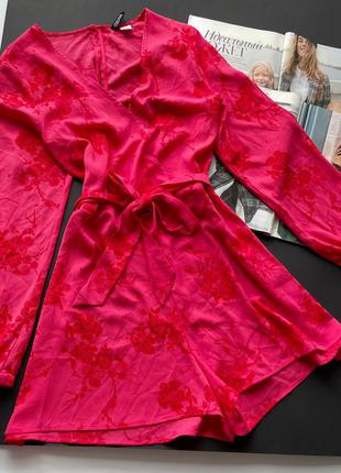 👗классный розовый комбинезон с шортами/розовый комбез в цветах с декольте длинный рукав👗4 фото