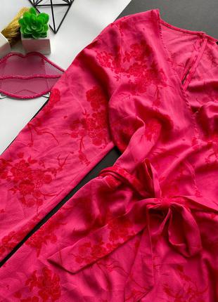 👗классный розовый комбинезон с шортами/розовый комбез в цветах с декольте длинный рукав👗5 фото