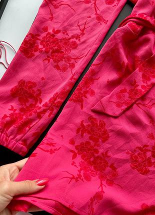 👗классный розовый комбинезон с шортами/розовый комбез в цветах с декольте длинный рукав👗6 фото