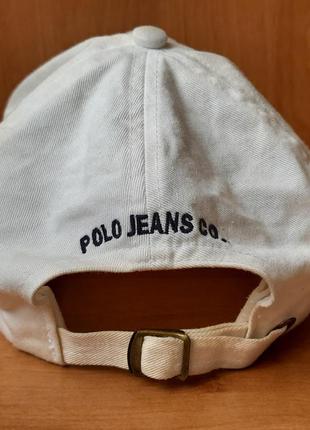 Белая винтажная кепка-бейсболка polo jeans | polo ralph lauren vintage5 фото