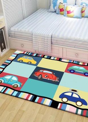 Килимок в дитячу кімнату безворсовий homytex colors cars1 фото