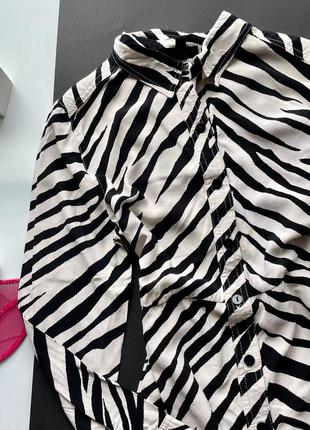 👗суперское чёрно-белое платье миди на пуговицах принт зебра/платье животный принт с карманами👗10 фото