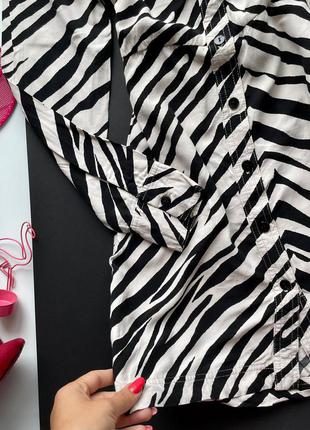 👗суперское чёрно-белое платье миди на пуговицах принт зебра/платье животный принт с карманами👗7 фото