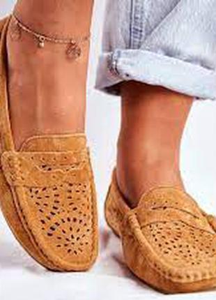Мокасини для жінок, легкі повсякденні замшеві туфлі без застібки, лофери, плоска підошва, з м'я