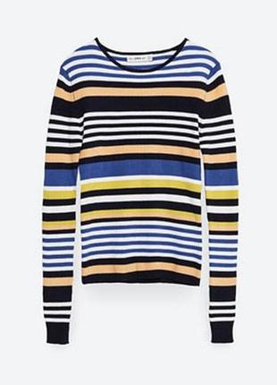 Смугаста кофта zara в рубчик кофта в смужку смугастий светр тільняшка
