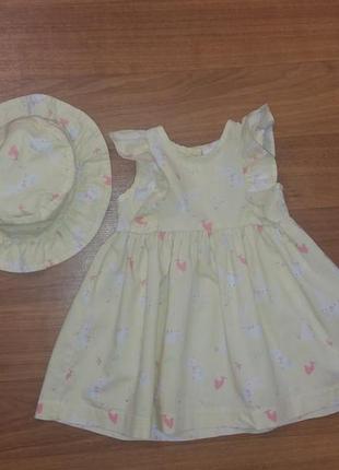 Платье и панамка для малышки, летний комплект