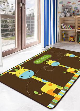 Килимок в дитячу кімнату безворсовий homytex giraffes brown 140х190