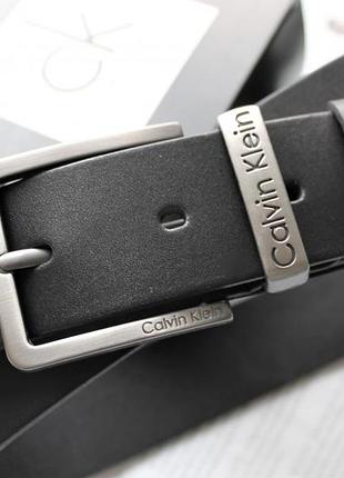 Мужской кожаный классический ремень calvin klein black