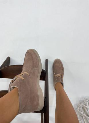 Замшевые лоферы ботинки зимние демисезонные7 фото