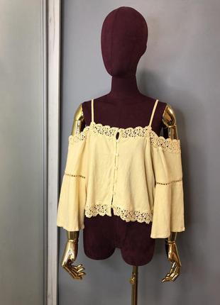 Кружевной топ блуза укорочённая жёлтая кроп-топ майка rundholz owens6 фото