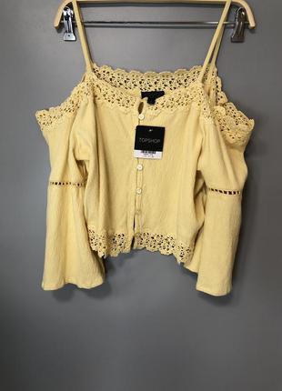 Кружевной топ блуза укорочённая жёлтая кроп-топ майка rundholz owens3 фото