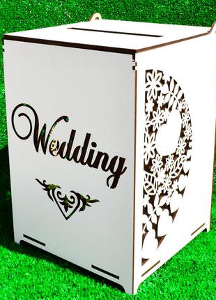 Весільний банк для грошів wedding 26 см дерев'яна яна коробка весільна скарбниця скарбничка на весілля1 фото
