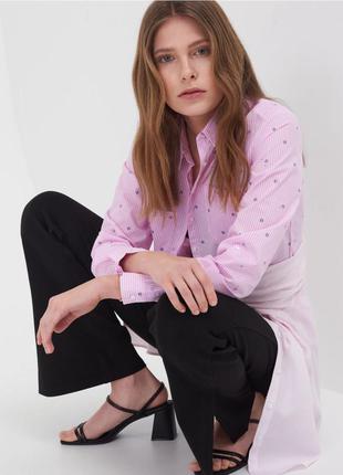 Базова жіноча сорочка рожева з довгим рукавом