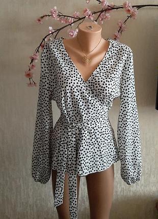 Рубашка блуза с длинным рукавом на запах🤍