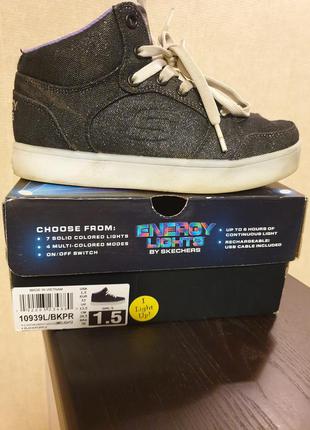 Светящиеся хайтопы skechers energy lights