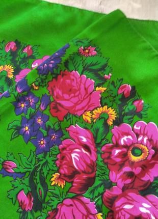 Теплый яркий платок, хустка, в стиле павловопосадских платков, винтаж4 фото