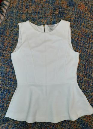 Белая блуза на молнии с баской от h&m. размер s.